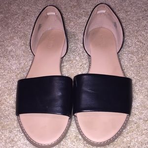 Old navy Black leather open toed flats